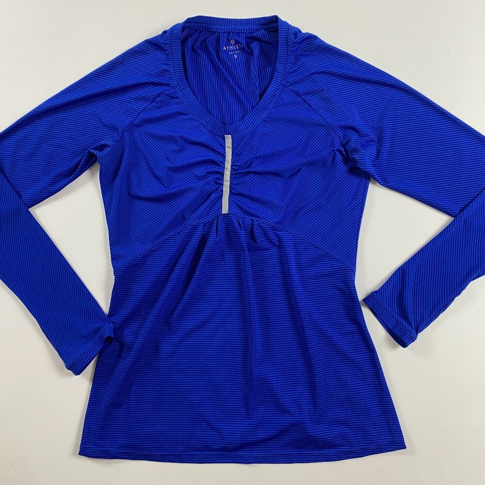 Athleta Pump It Up Shirt Top Womens Small Cobalt Blue Gym Running Performance